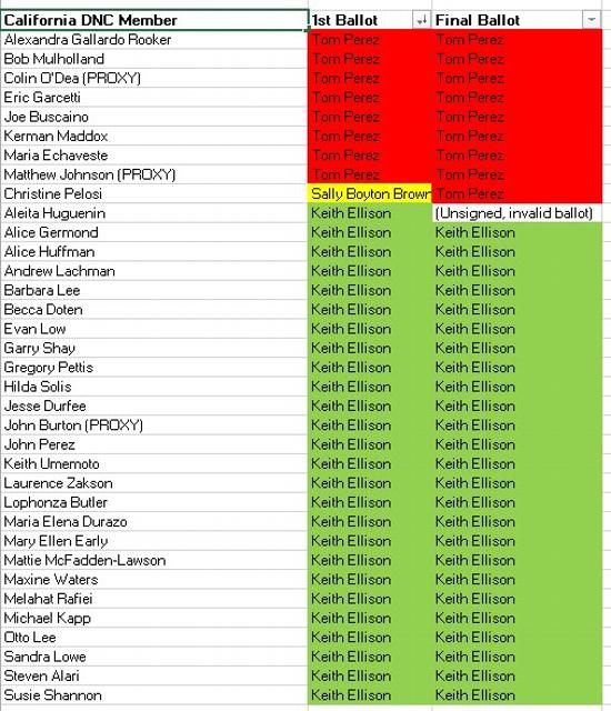DNC chair vote california
